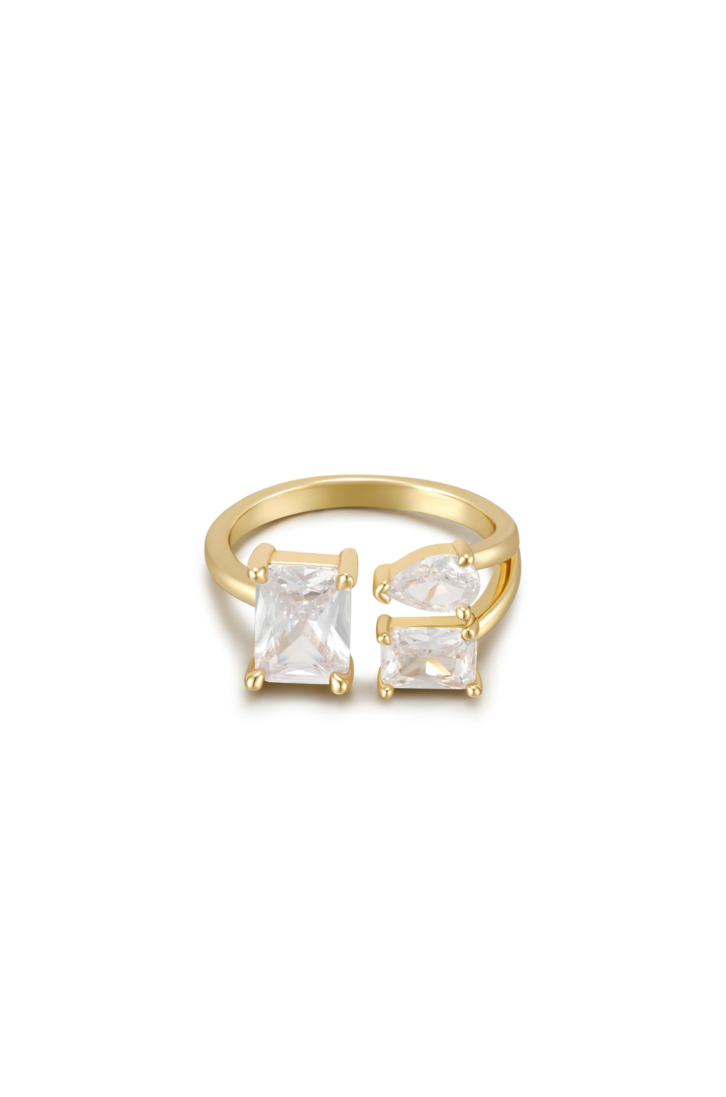 Together Crystal 18k Gold Plated Adjustable Ring