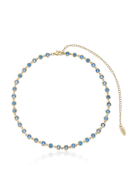 Crystal Disc and 18k Gold Plated Link Necklace