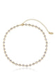 Crystal Disc and 18k Gold Plated Link Necklace in clear