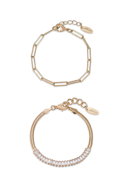 Links and Shine 18k Gold Plated Bracelet Set of 2