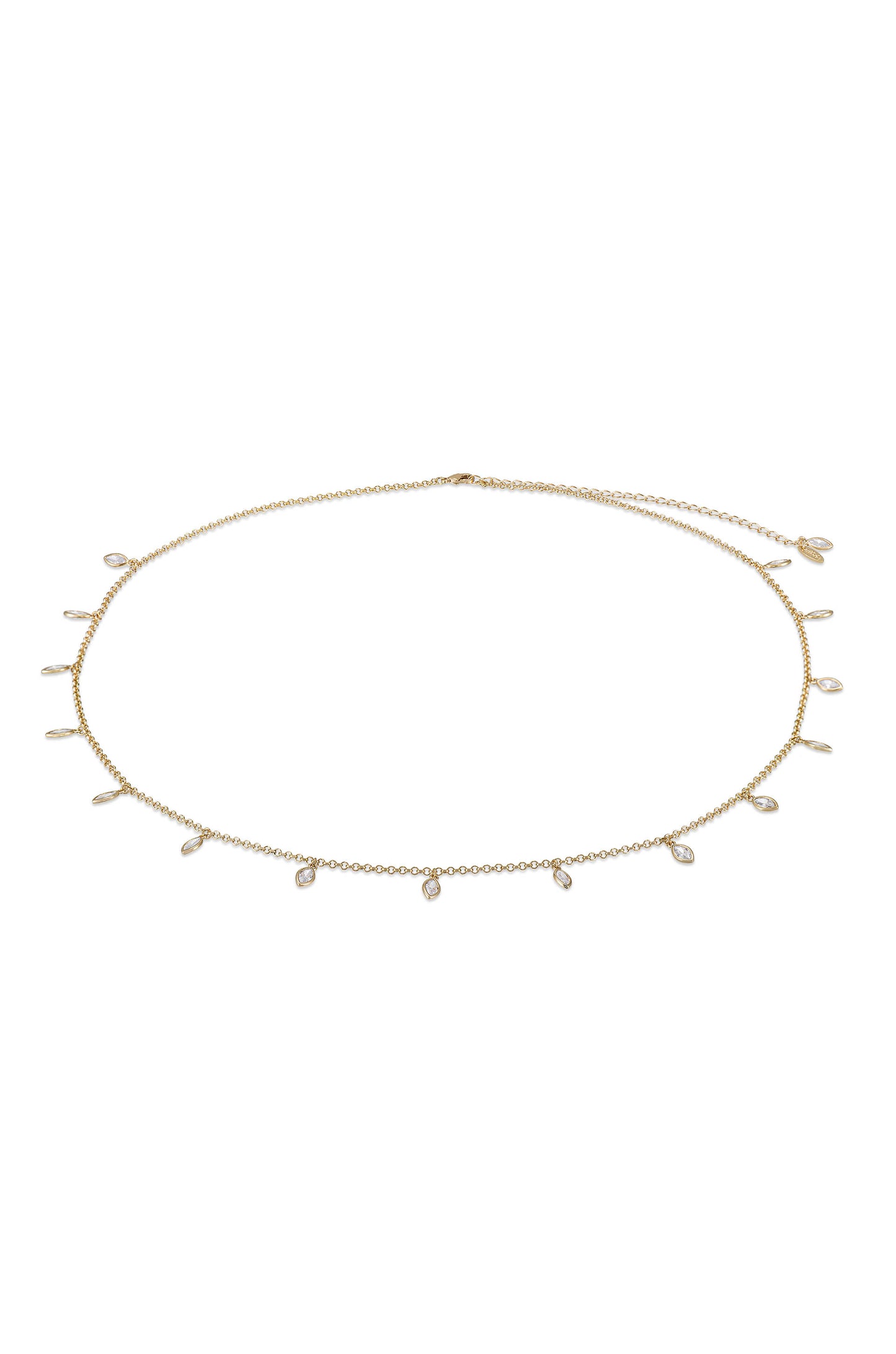 Crystal Droplet Thin Chain Gold Body Chain