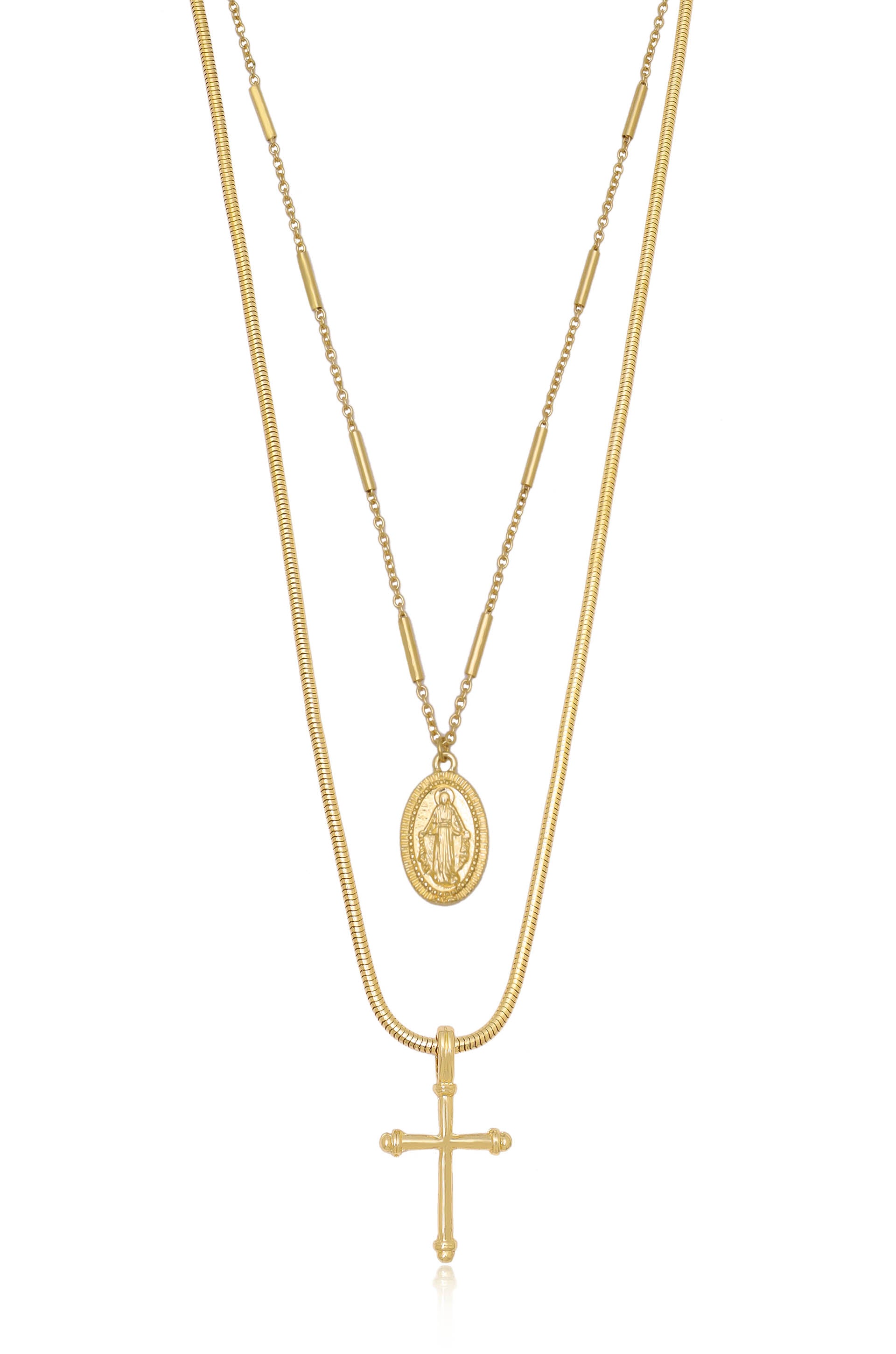 Like Prayer Layered Cross Coin Necklace
