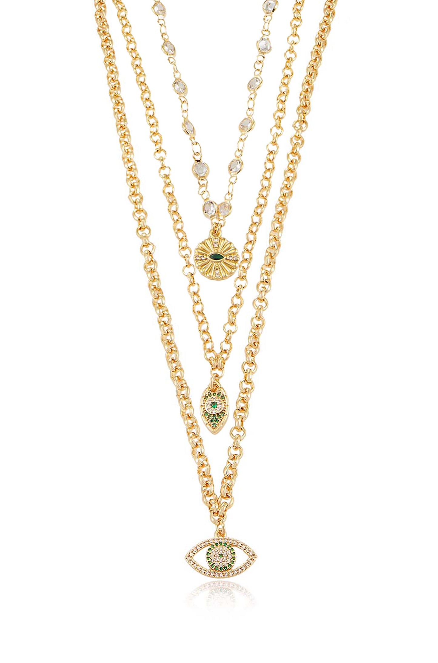 Stay Protected 18k Gold Plated Crystal Necklace Set close