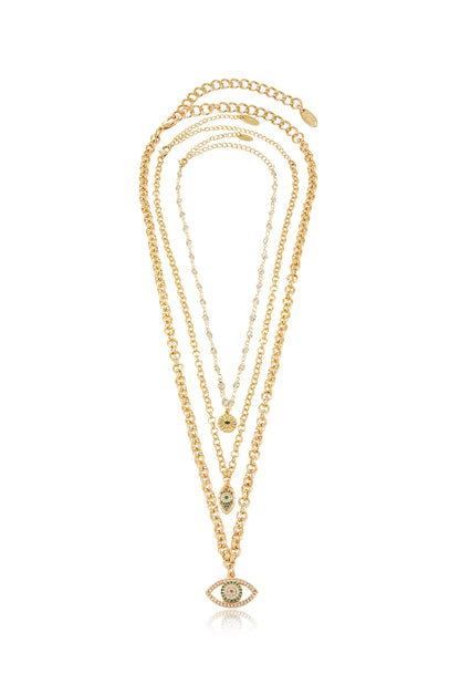Stay Protected 18k Gold Plated Crystal Necklace Set