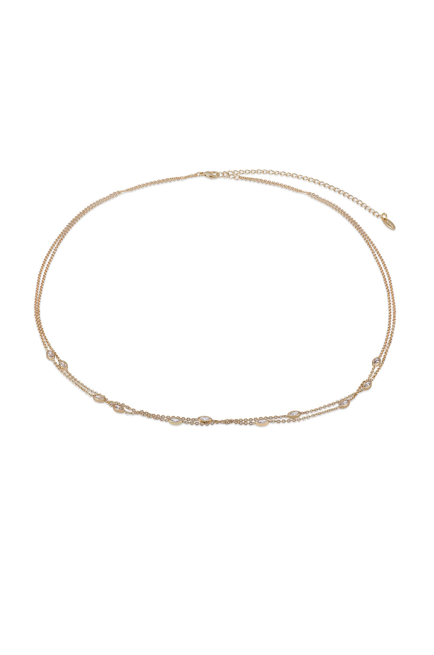 Crystal Dotted Delicate Strands Body Chain in Gold