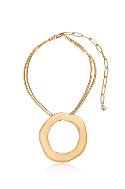 Open Circle Statement 18k Gold Plated Necklace