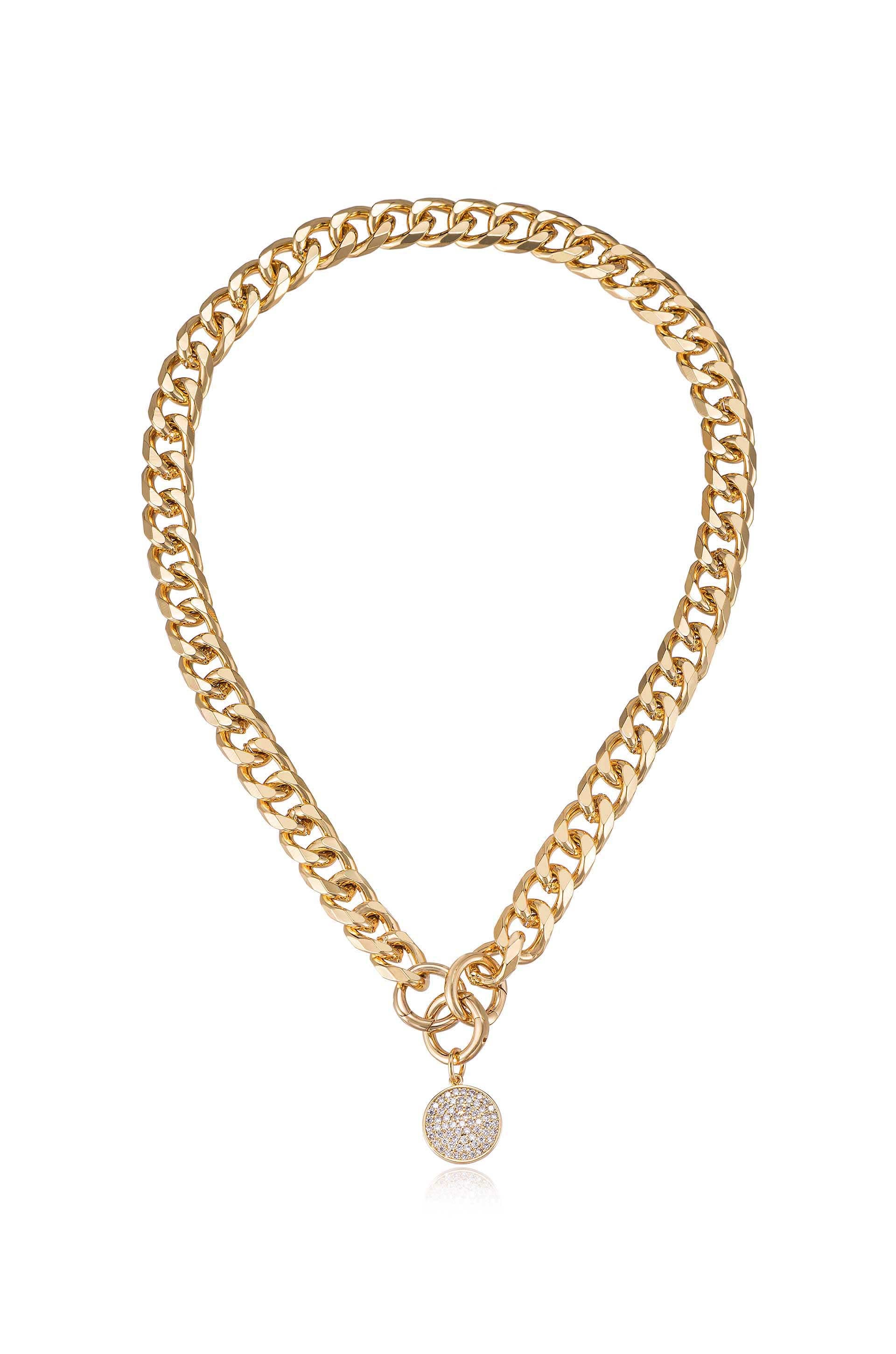 Crystal Disc Charm and Chain Necklace full