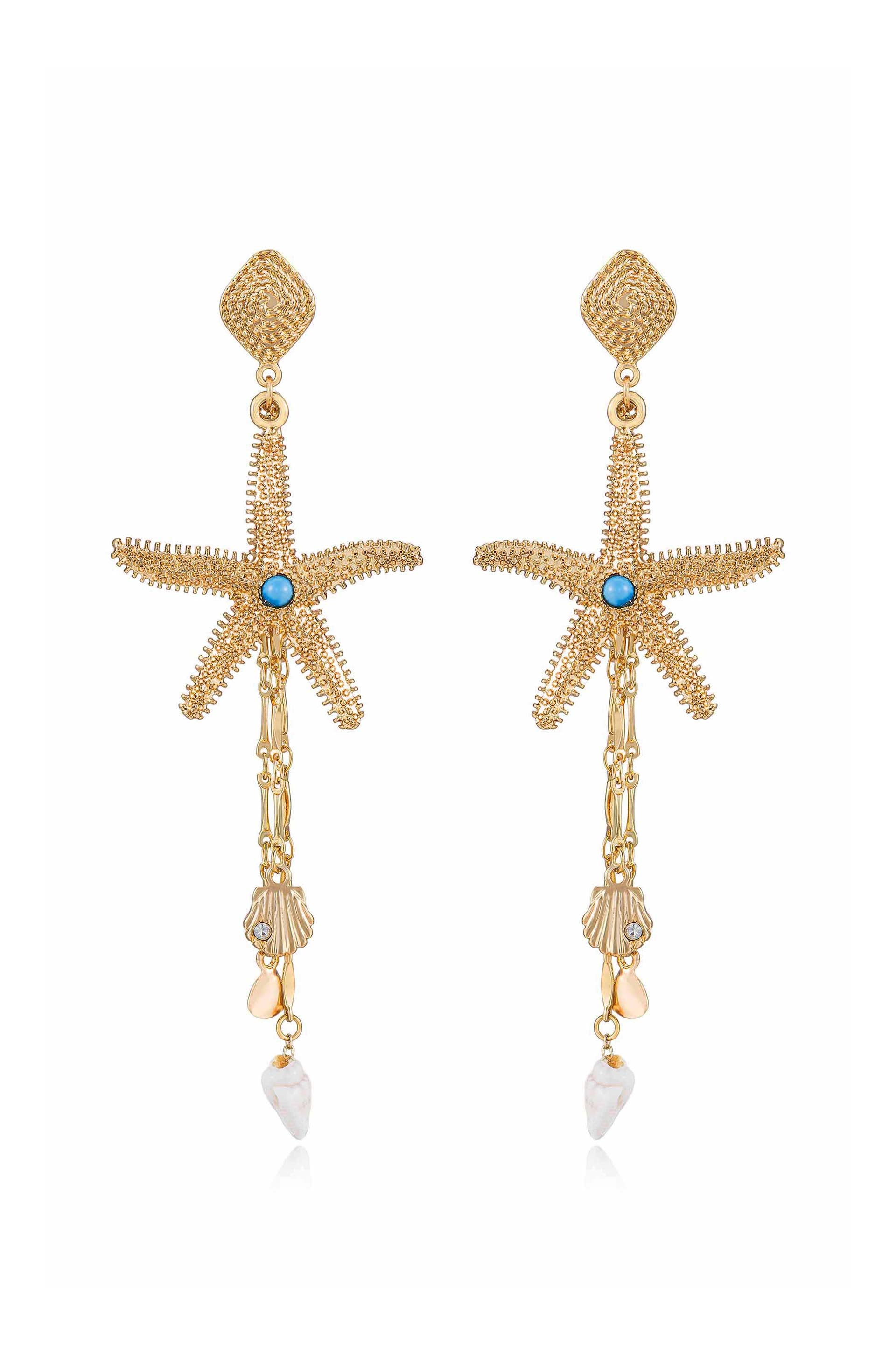 Starfish Seeker 18k Gold Plated Drop Earrings