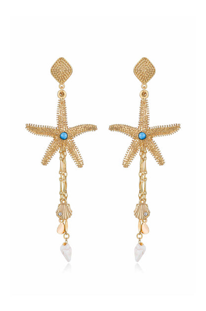 Starfish Seeker 18k Gold Plated Drop Earrings
