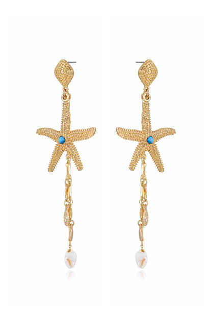 Starfish Seeker 18k Gold Plated Drop Earrings side