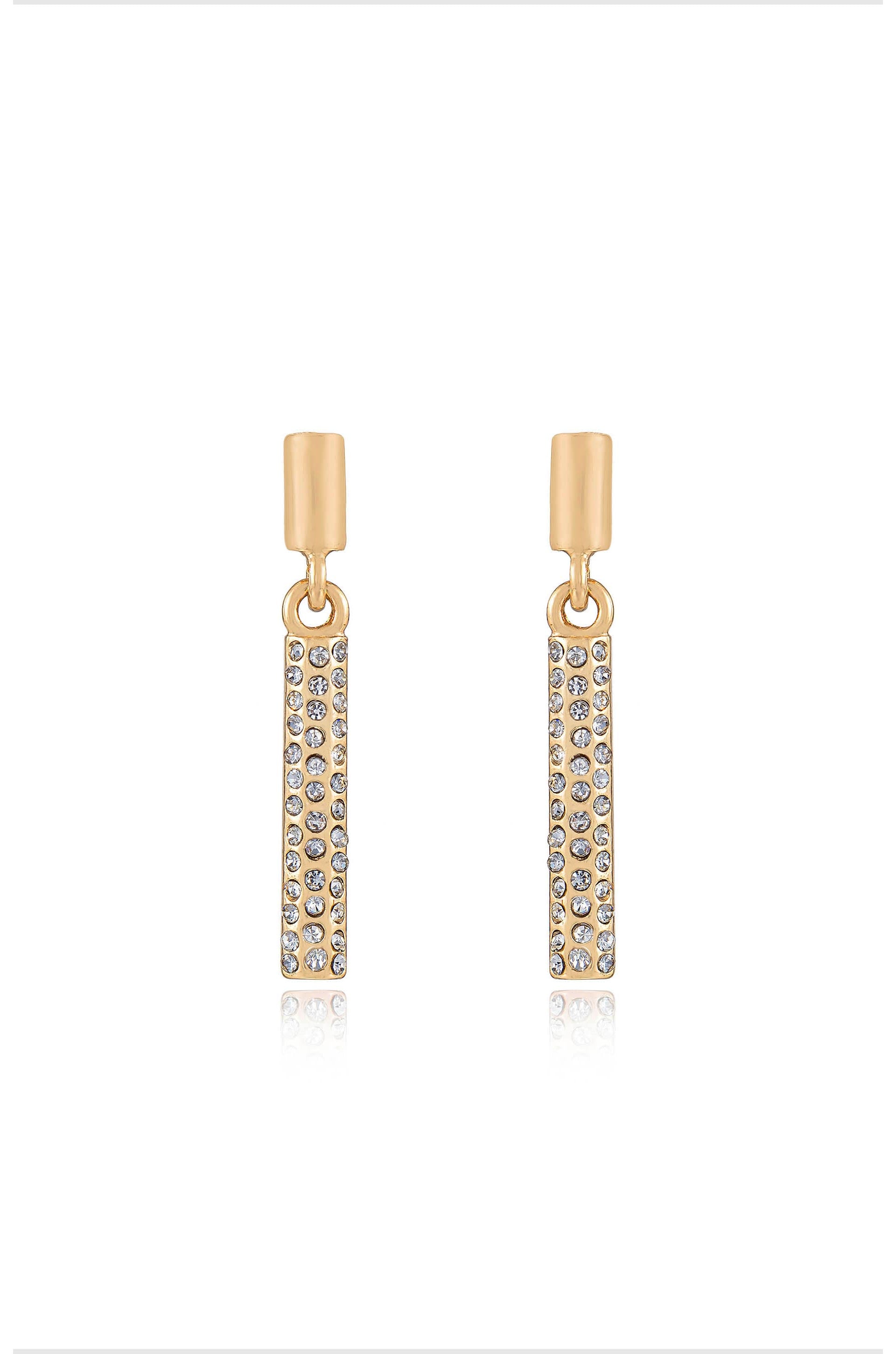 Single File Sparkle 18k Gold Plated Earrings