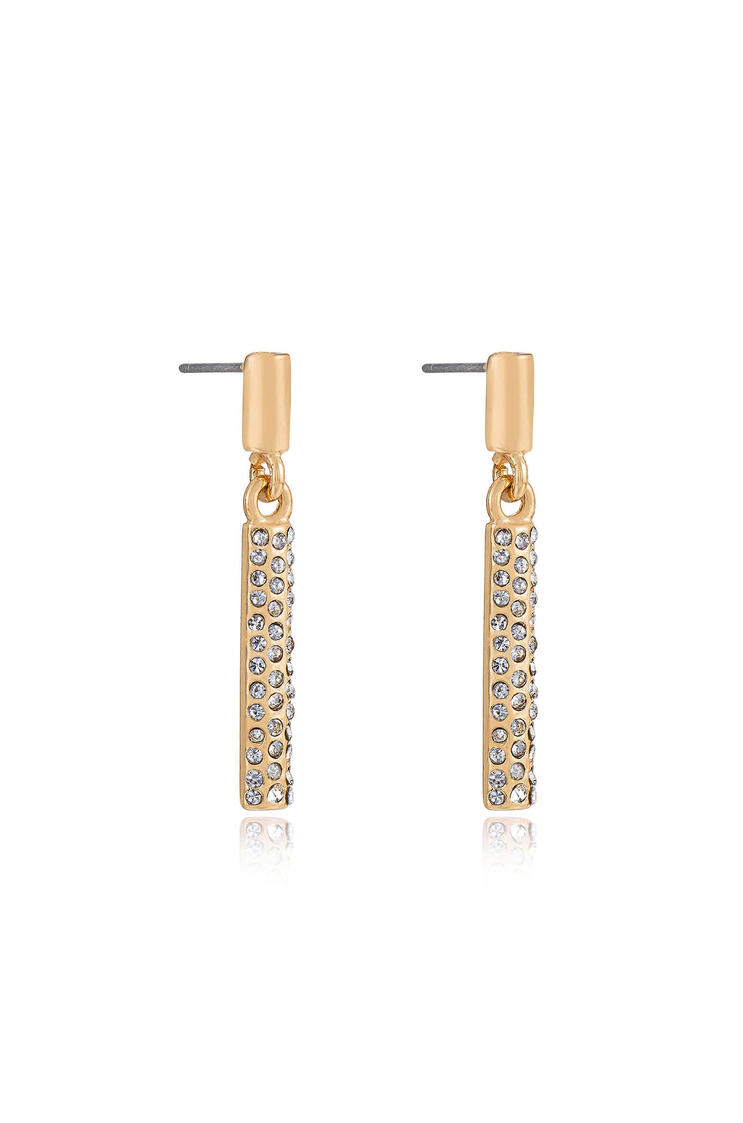 Single File Sparkle 18k Gold Plated Earrings side