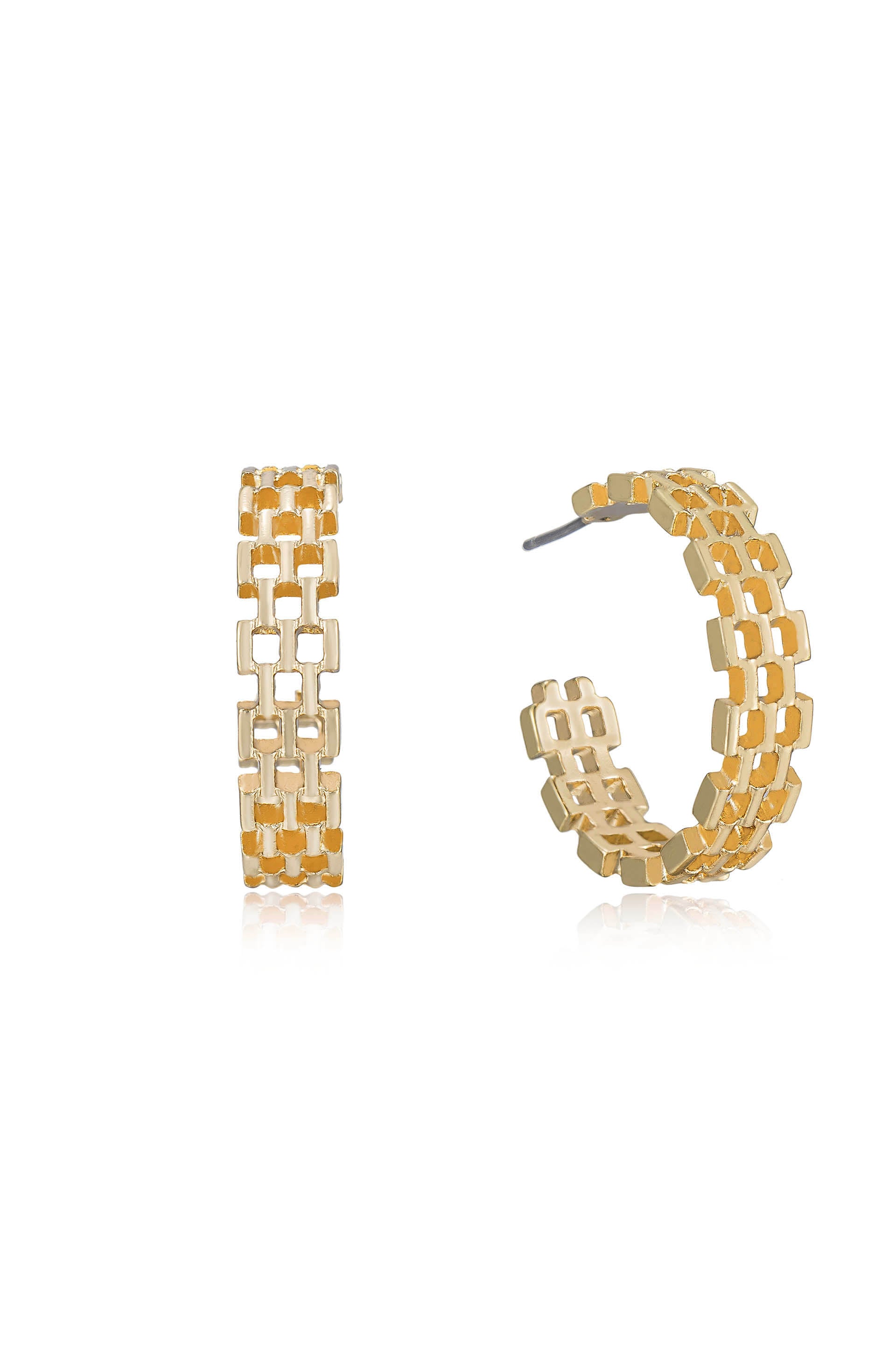 Modern Chainmail 18k Gold Plated Hoops