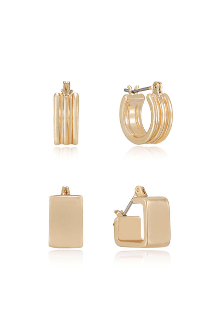 Shapely Minis 18k Gold Plated Hoop Earring Set