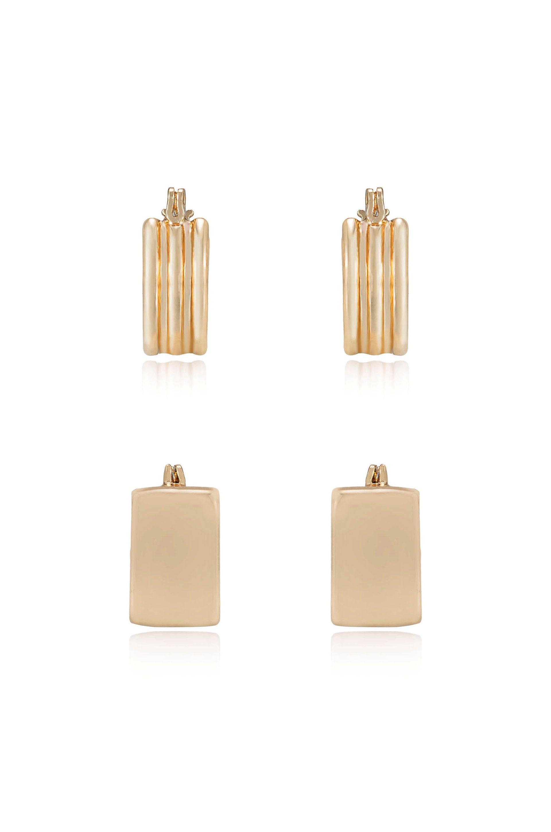 Shapely Minis 18k Gold Plated Hoop Earring Set front