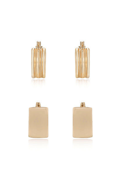 Shapely Minis 18k Gold Plated Hoop Earring Set front