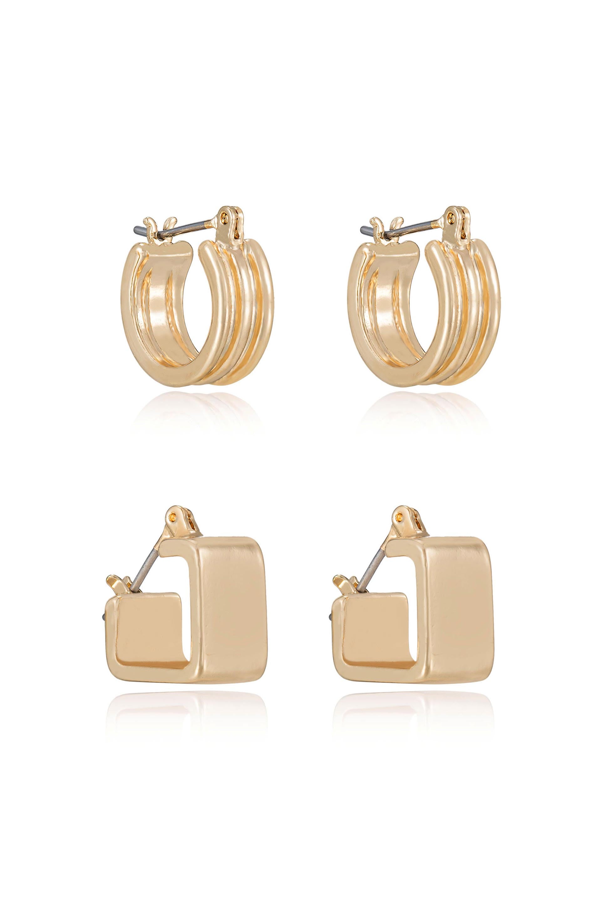 Small huggie hoop earrings. Gold huggie hoop earring set. Minimalist s