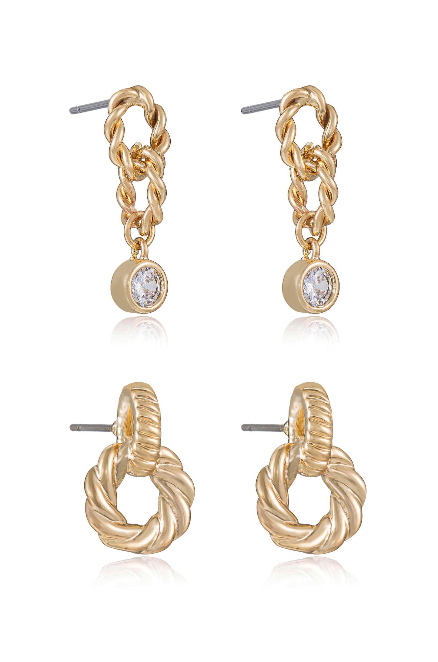 Twisted Minis 18k Gold Plated Earring Set side