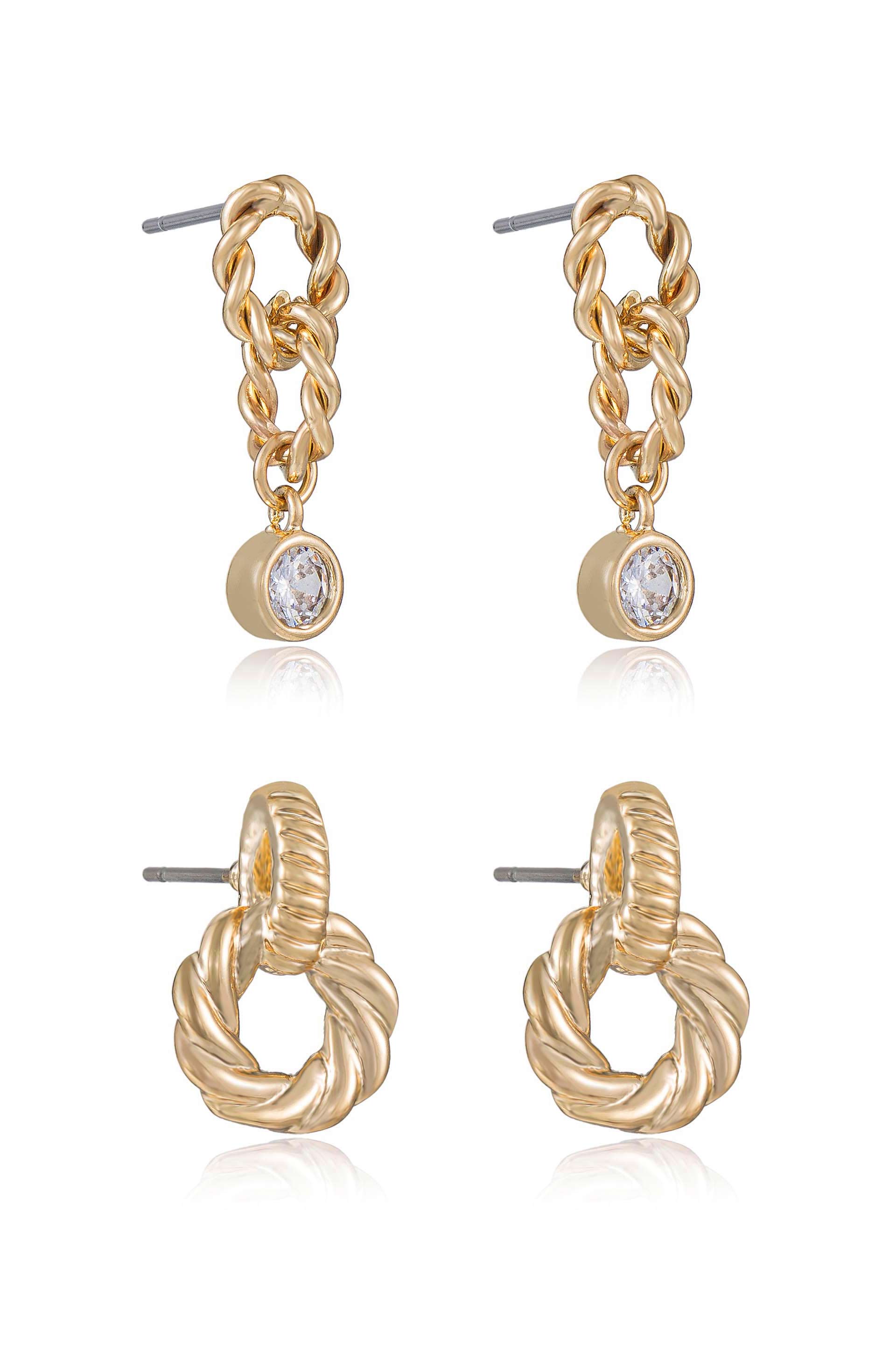 Twisted Minis 18k Gold Plated Earring Set side
