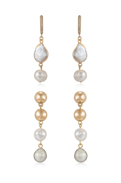 Duchess Pearl and 18k Gold Plated Dangle Earrings