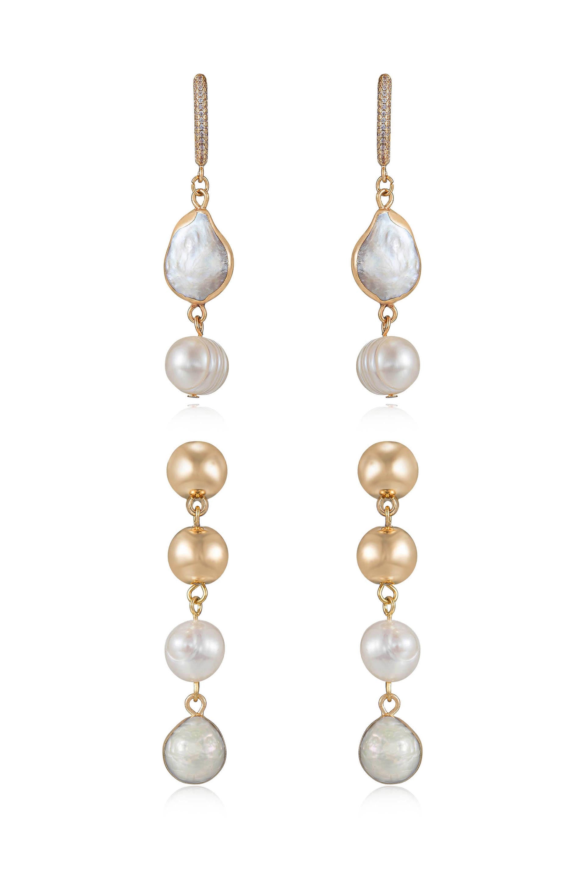 Duchess Pearl and 18k Gold Plated Dangle Earrings