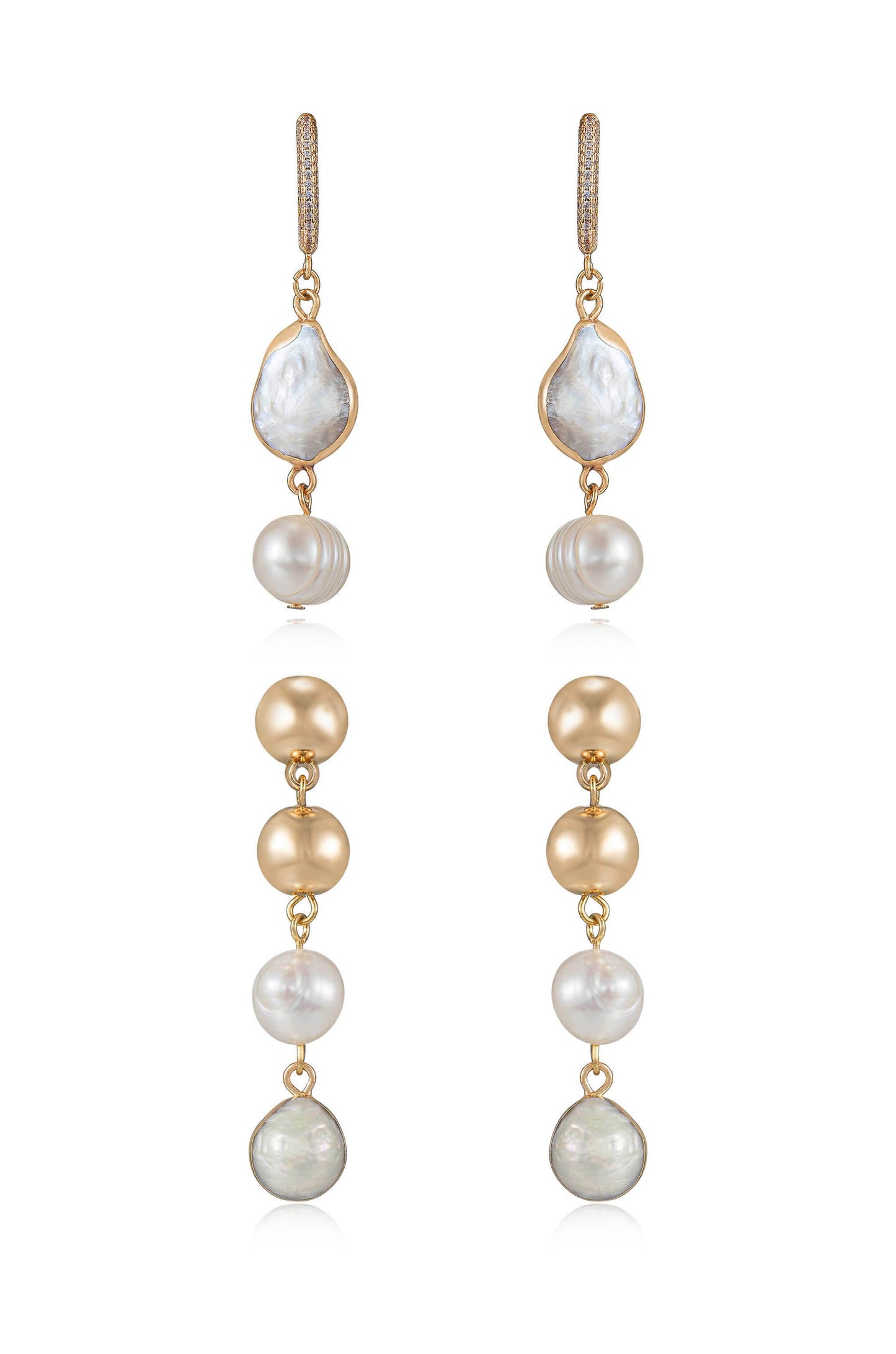 Duchess Pearl and 18k Gold Plated Dangle Earrings