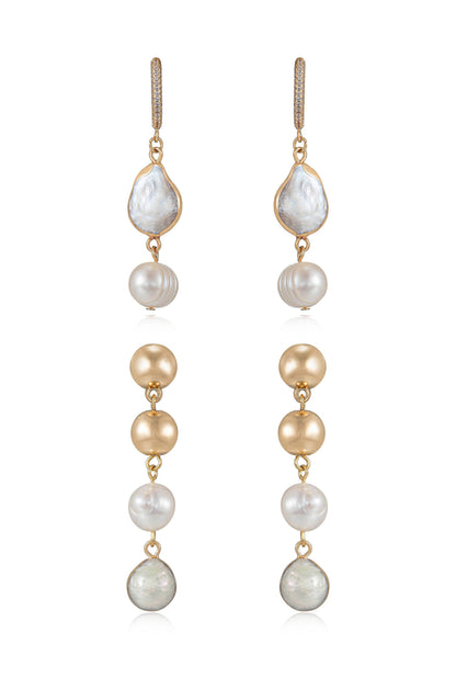 Duchess Pearl and 18k Gold Plated Dangle Earrings