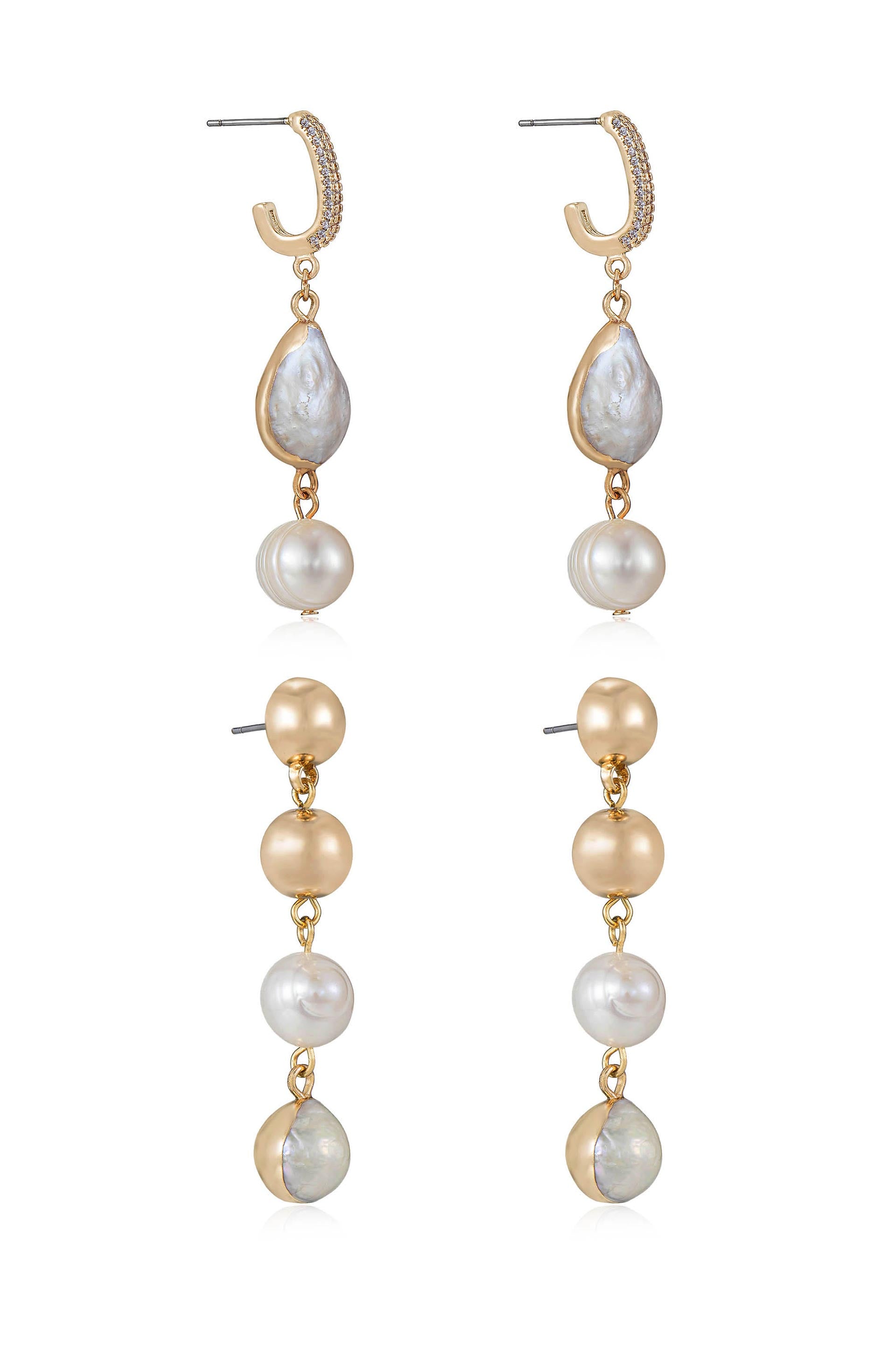Duchess Pearl and 18k Gold Plated Dangle Earrings side