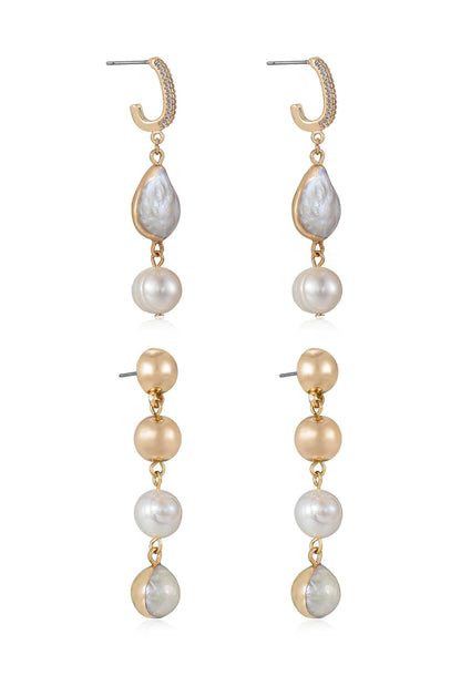Duchess Pearl and 18k Gold Plated Dangle Earrings side