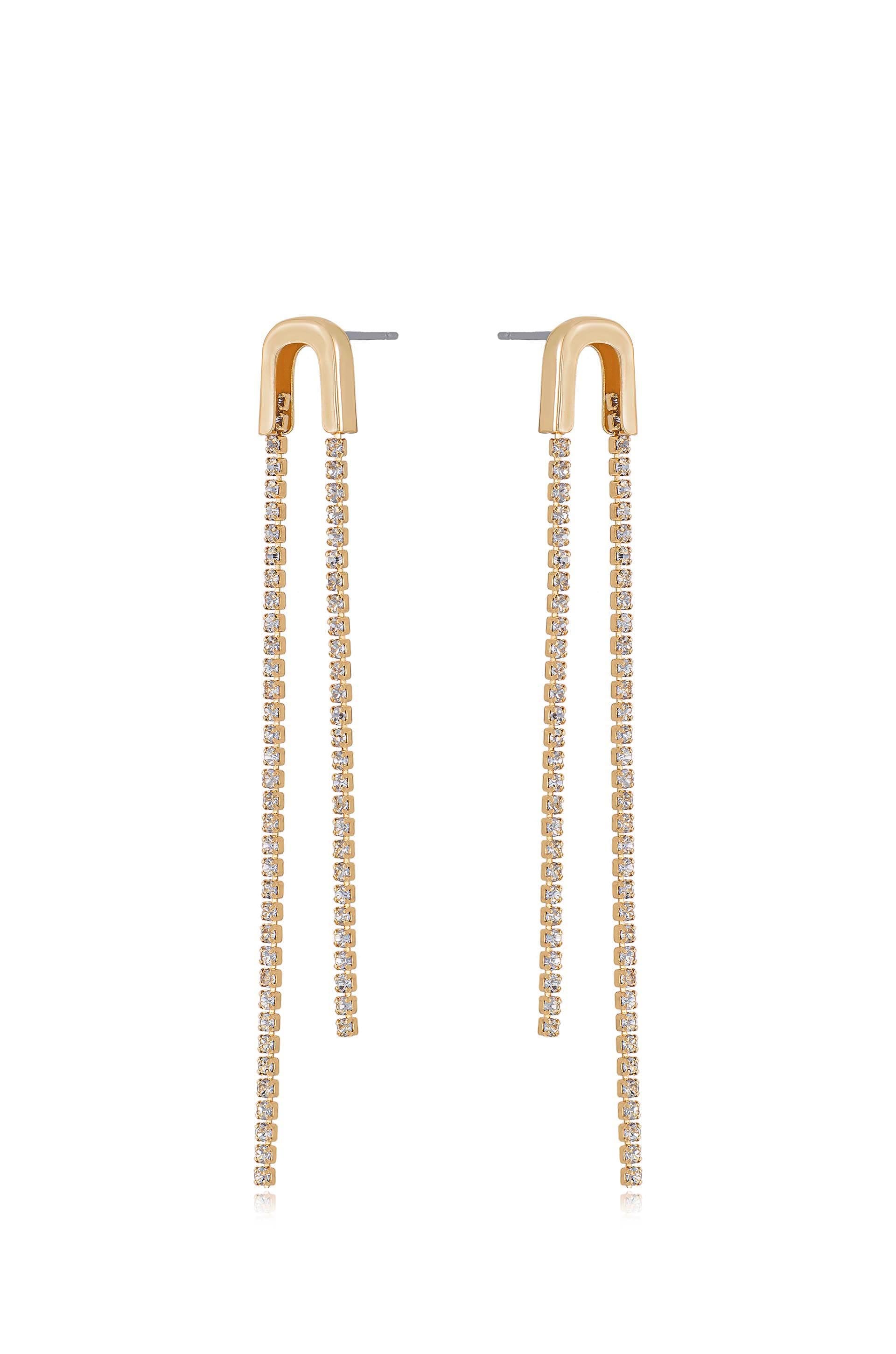 Ettika Double Piercing Chain Drop Earrings