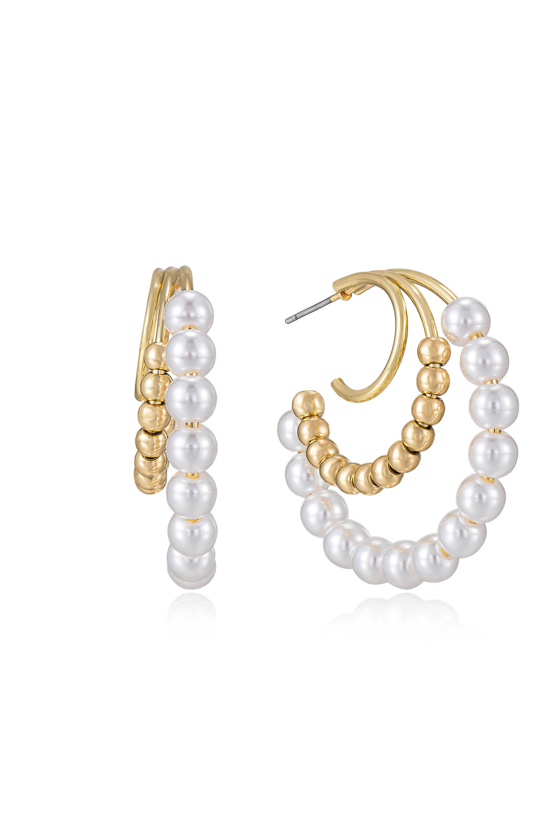 Pearl and Beaded Hoop Earrings