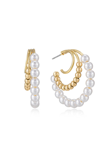 Pearl and Beaded Hoop Earrings