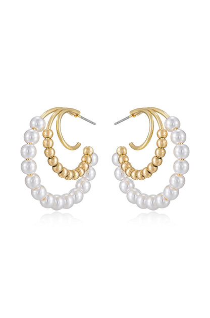 Pearl and 18kt Gold Plated Beaded Hoop Earrings side
