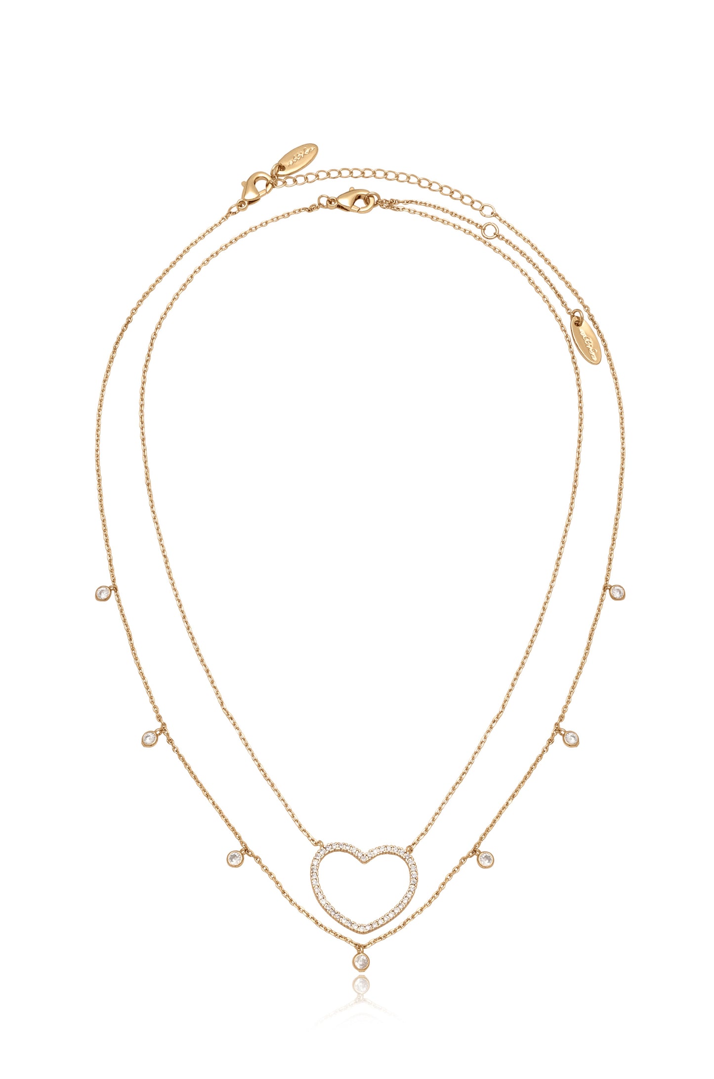 Crystal Heart and Drop Layered Necklace Set of 2 full