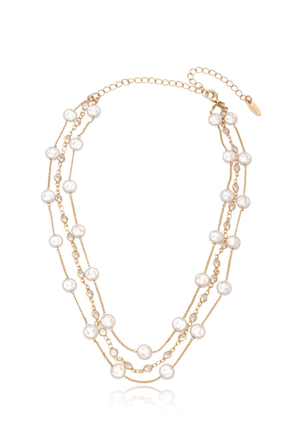 Dressed in Freshwater Pearls Layered 18k Gold Plated Necklace