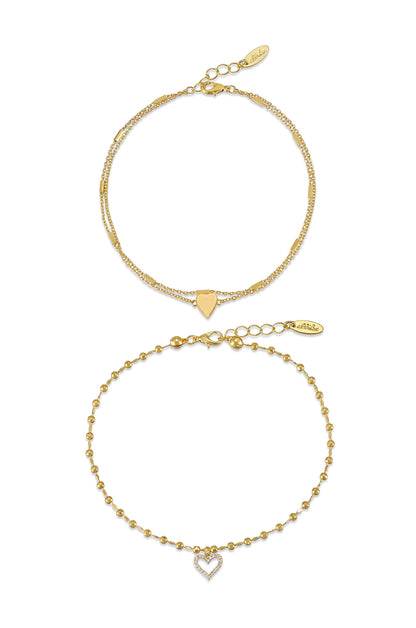 Hearts on Fire 18k Gold Plated Anklet Set