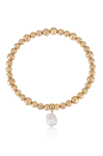 Baroque Freshwater Pearl Charm 18k Gold Plated Ball Chain Choker