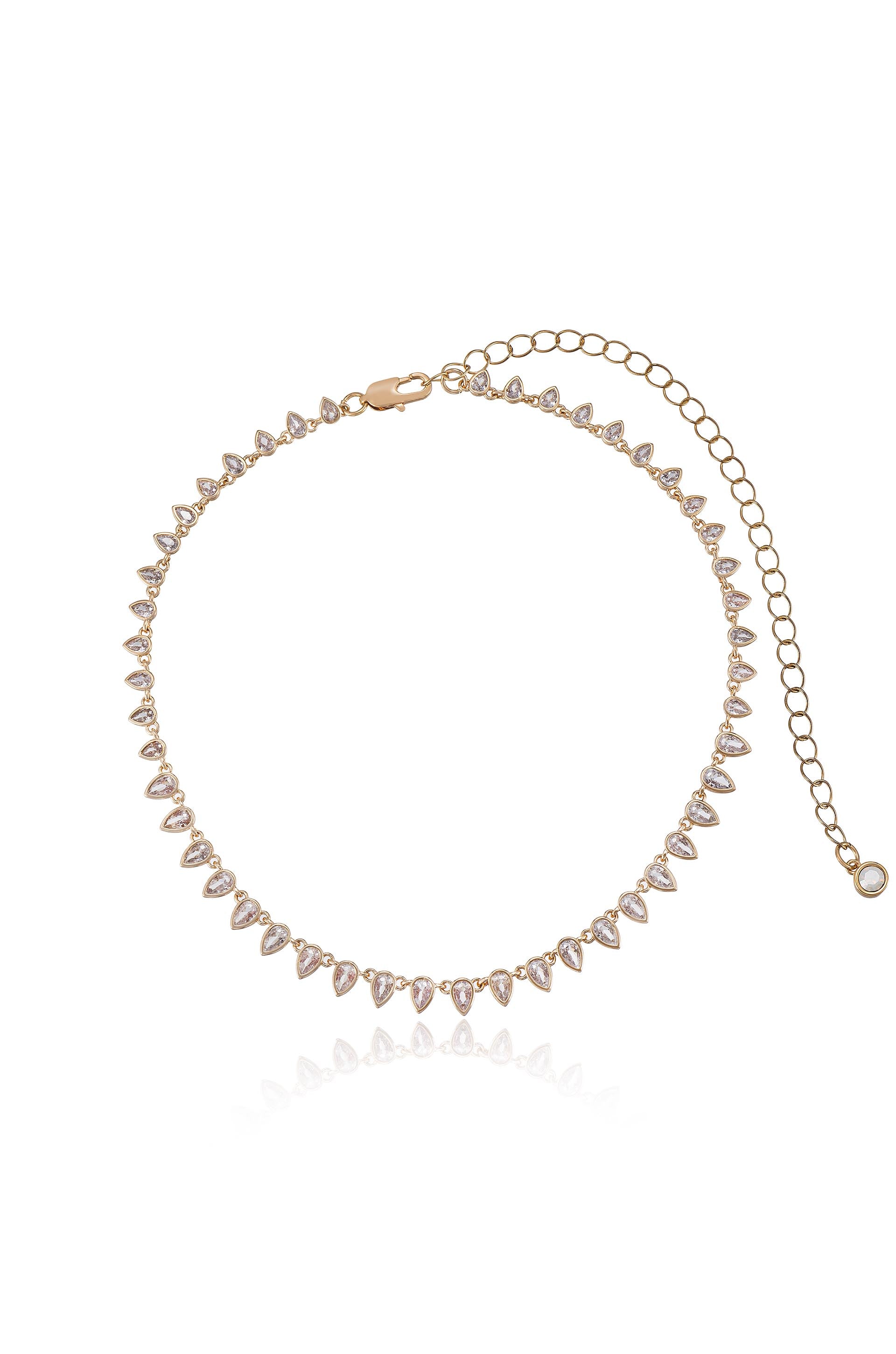 Pointed Bezel Crystal 18k Gold Plated Choker