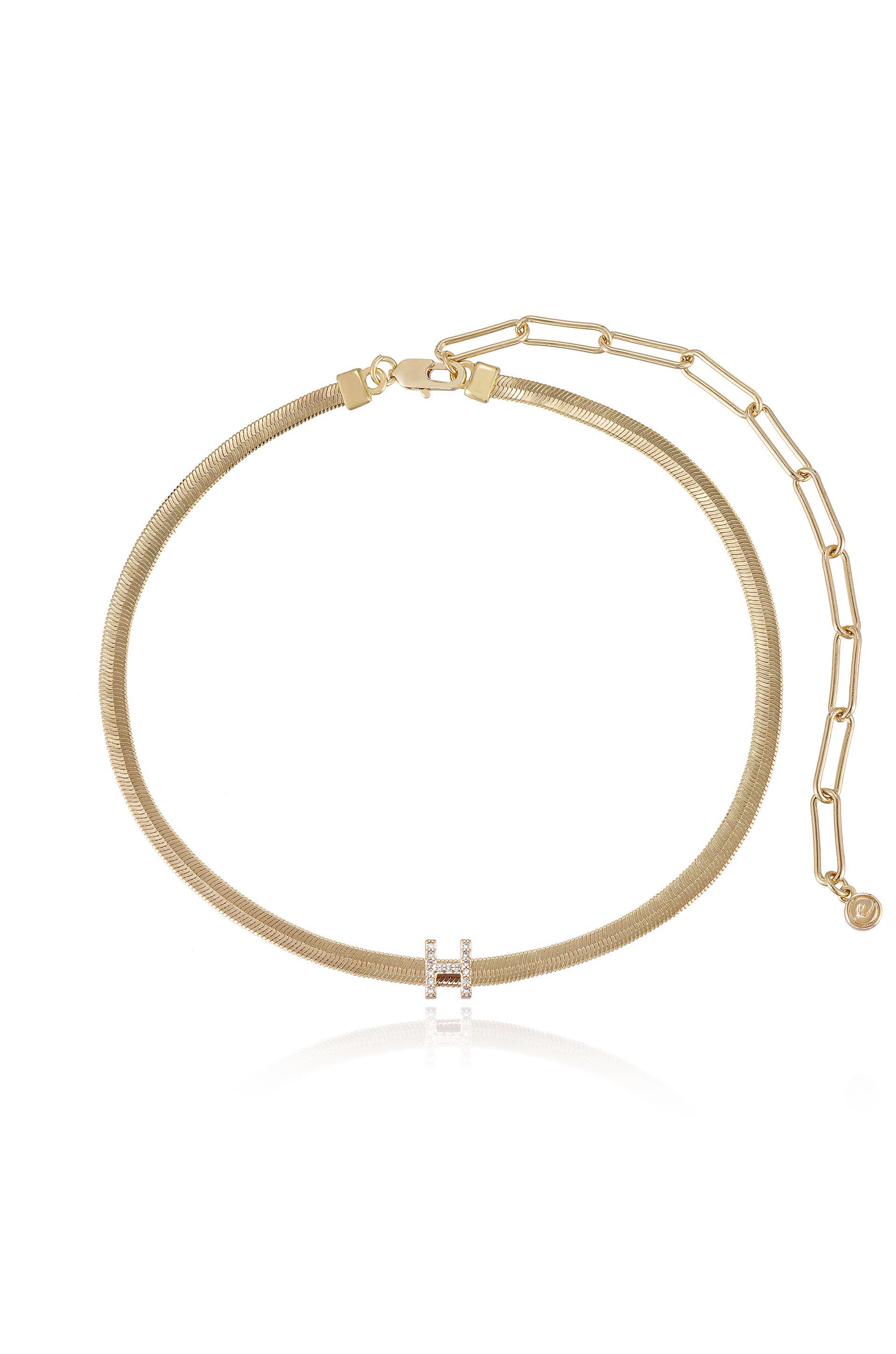 18kt yellow gold diamond initial H bracelet