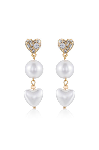Love to Love Crystal and Pearl 18k Gold Plated Drop Earrings