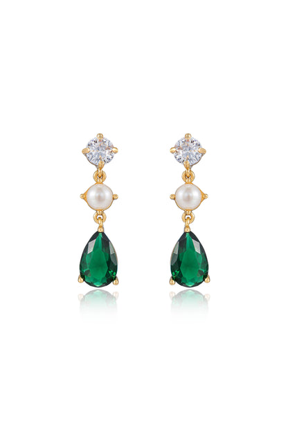 Private Soiree 18k Gold Plated Emerald Dangle Earrings