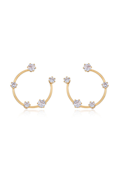 Celestial Small Wire & Crystal Ring 18k Gold Plated Earrings