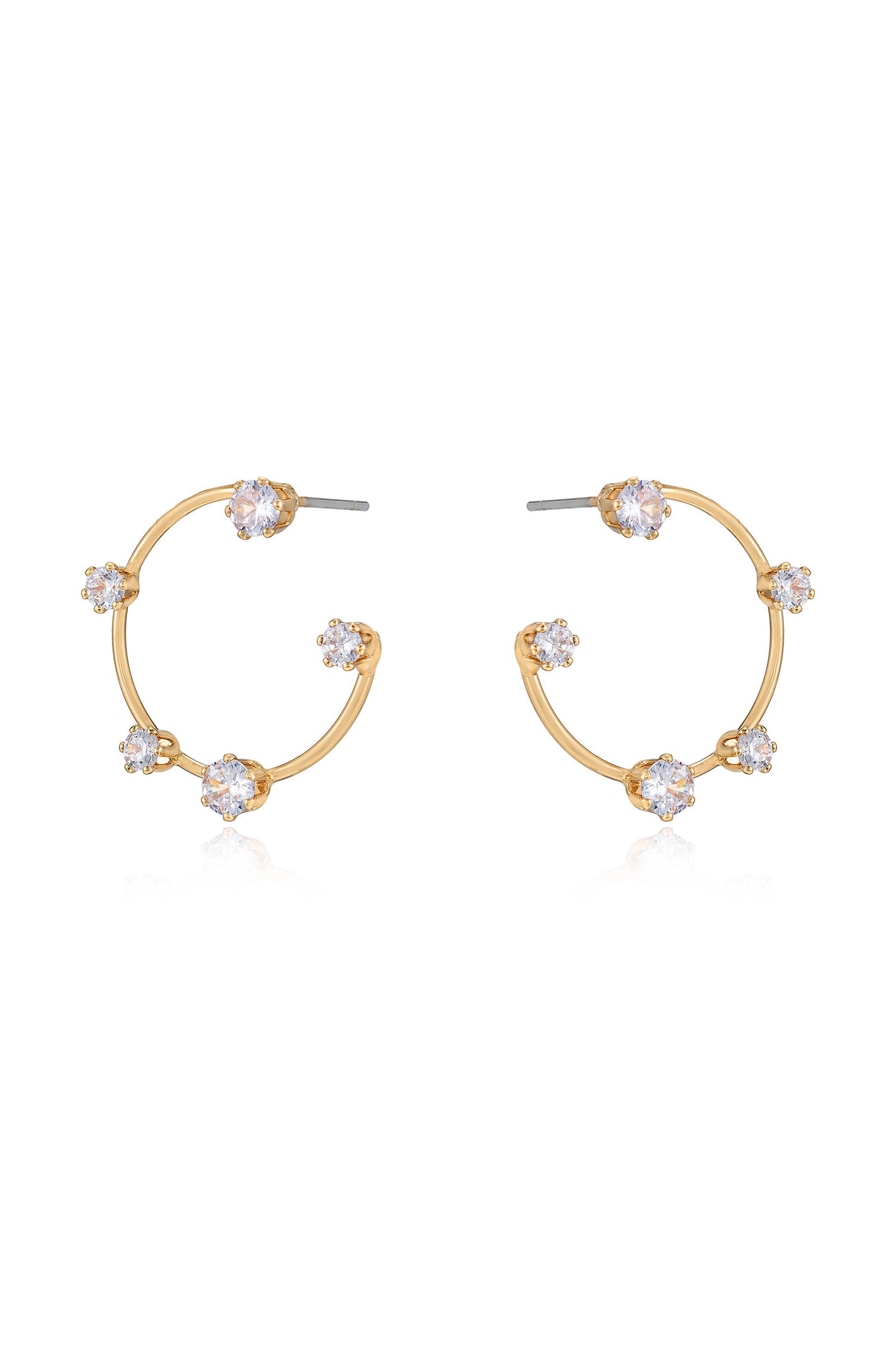 Celestial Small Wire & Crystal Ring 18k Gold Plated Earrings side