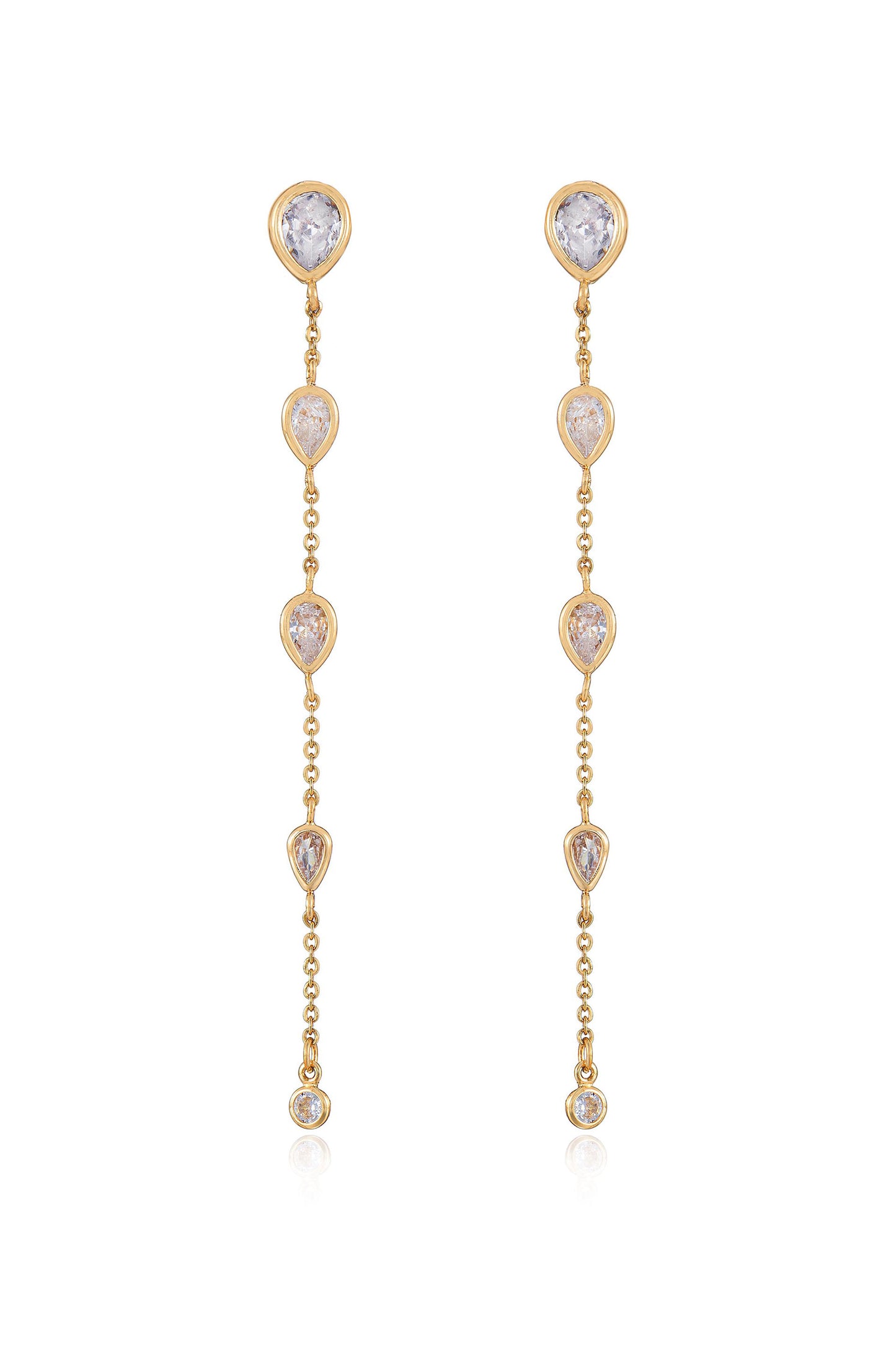 Dainty Bezel Crystal 18k Gold Plated Dangle Earrings ftont