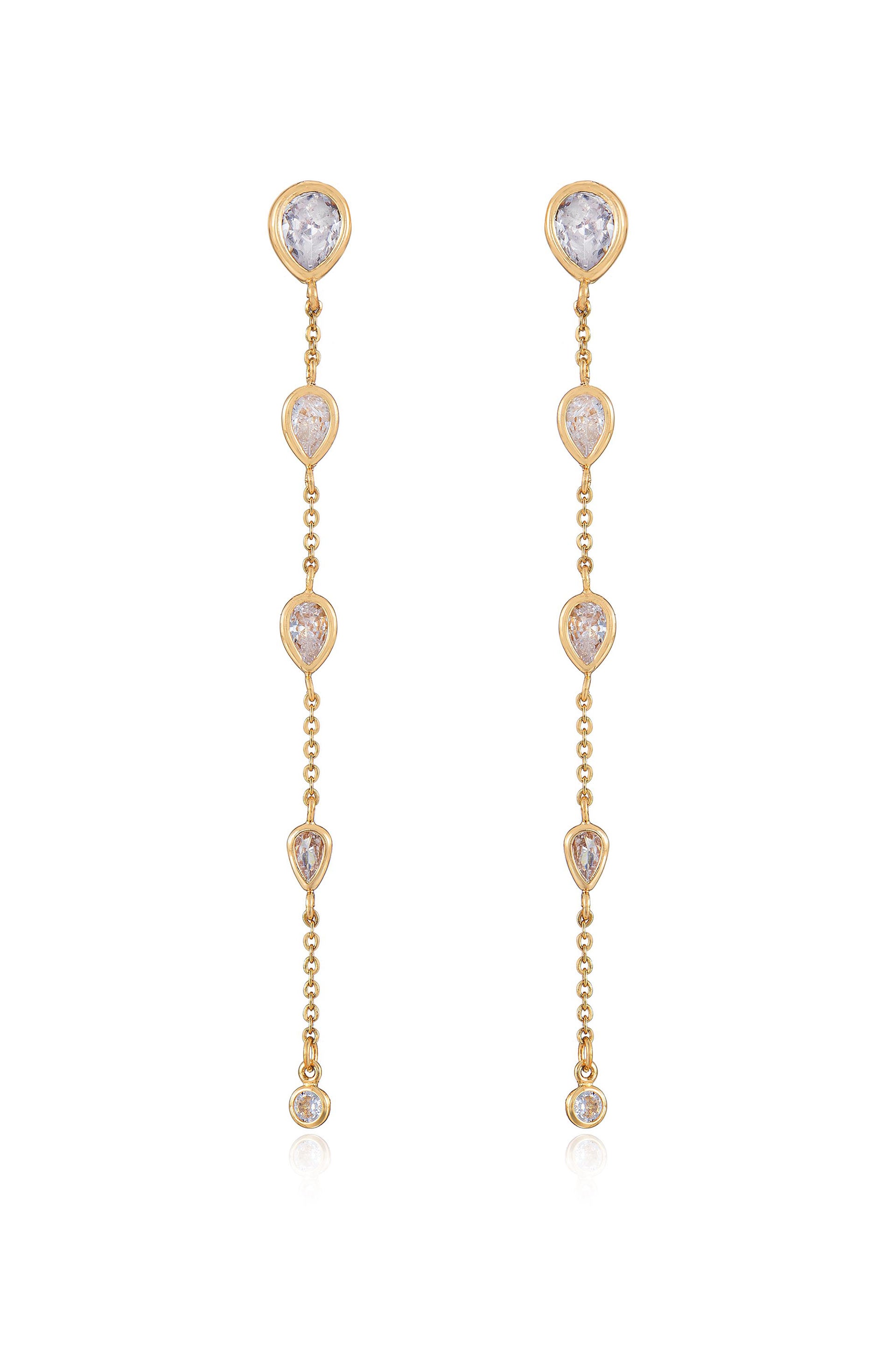 Dainty Bezel Crystal 18k Gold Plated Dangle Earrings ftont