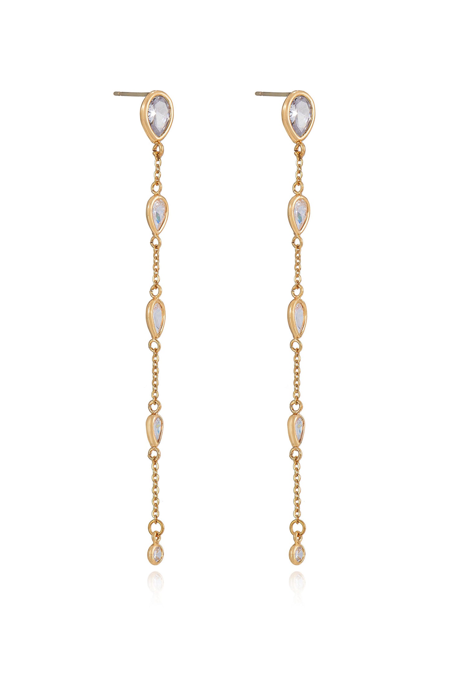 Dainty Bezel Crystal 18k Gold Plated Dangle Earrings side