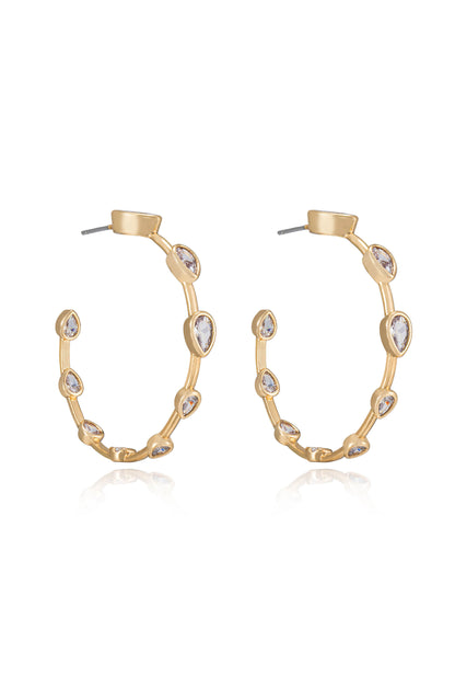 Beauty Bezel Crystal 18k Gold Plated Hoop Earrings side