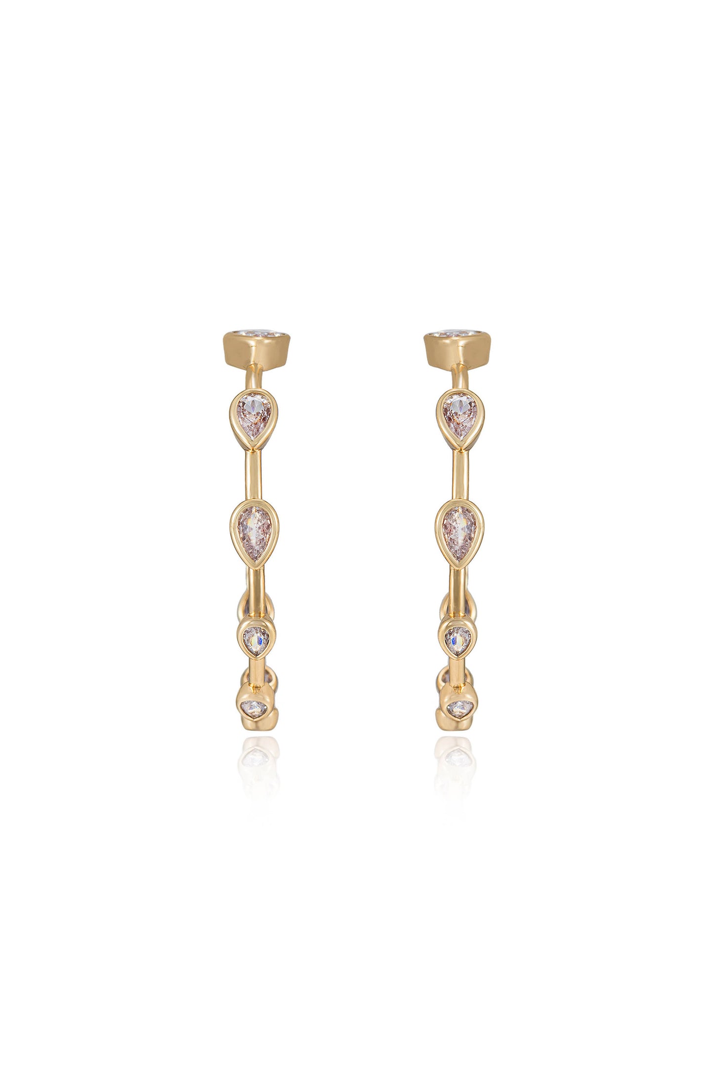 Beauty Bezel Crystal 18k Gold Plated Hoop Earrings front