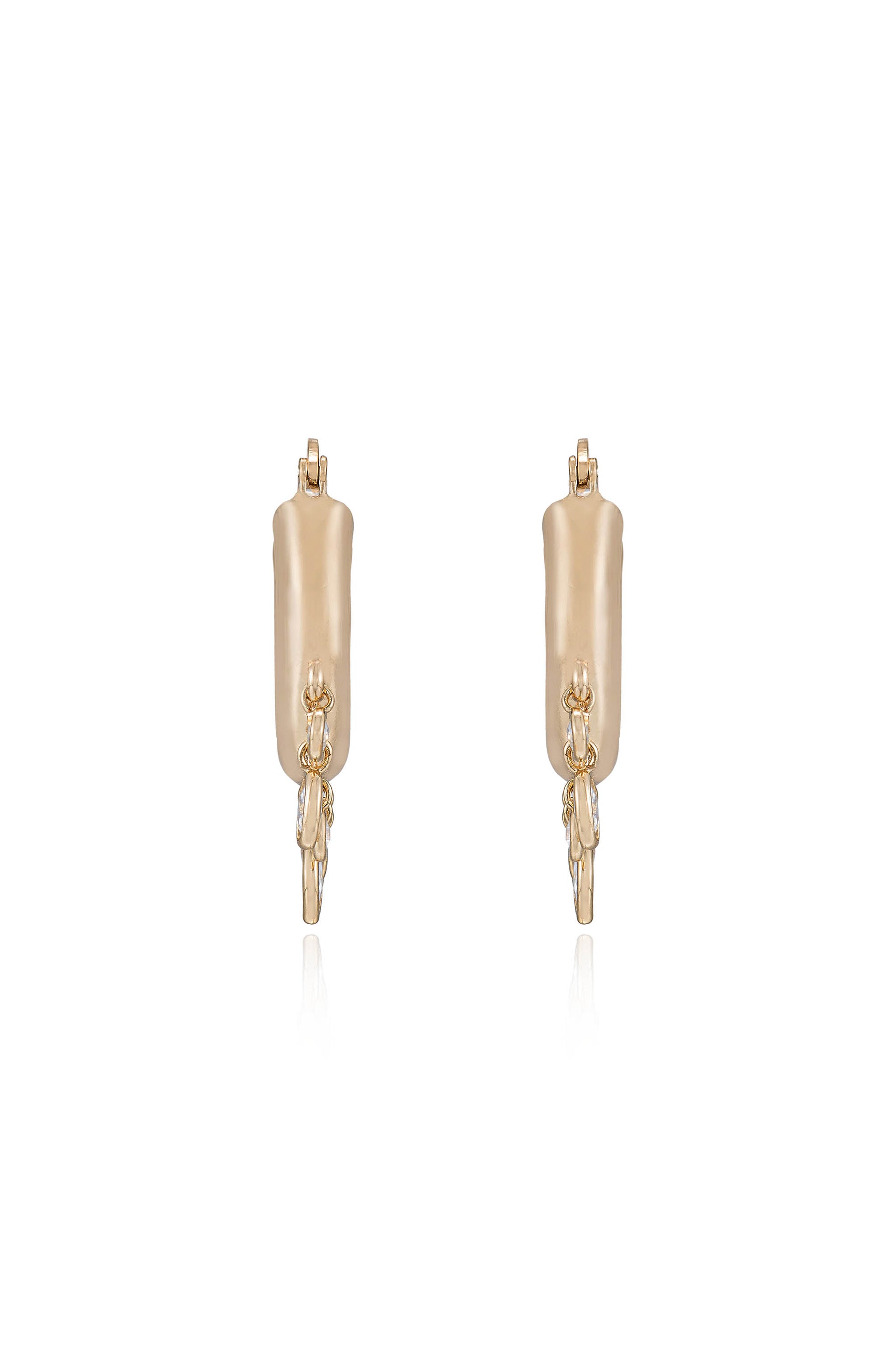 Shaker Bezel Crystal Huggie 18k Gold Plated Hoop Earrings front