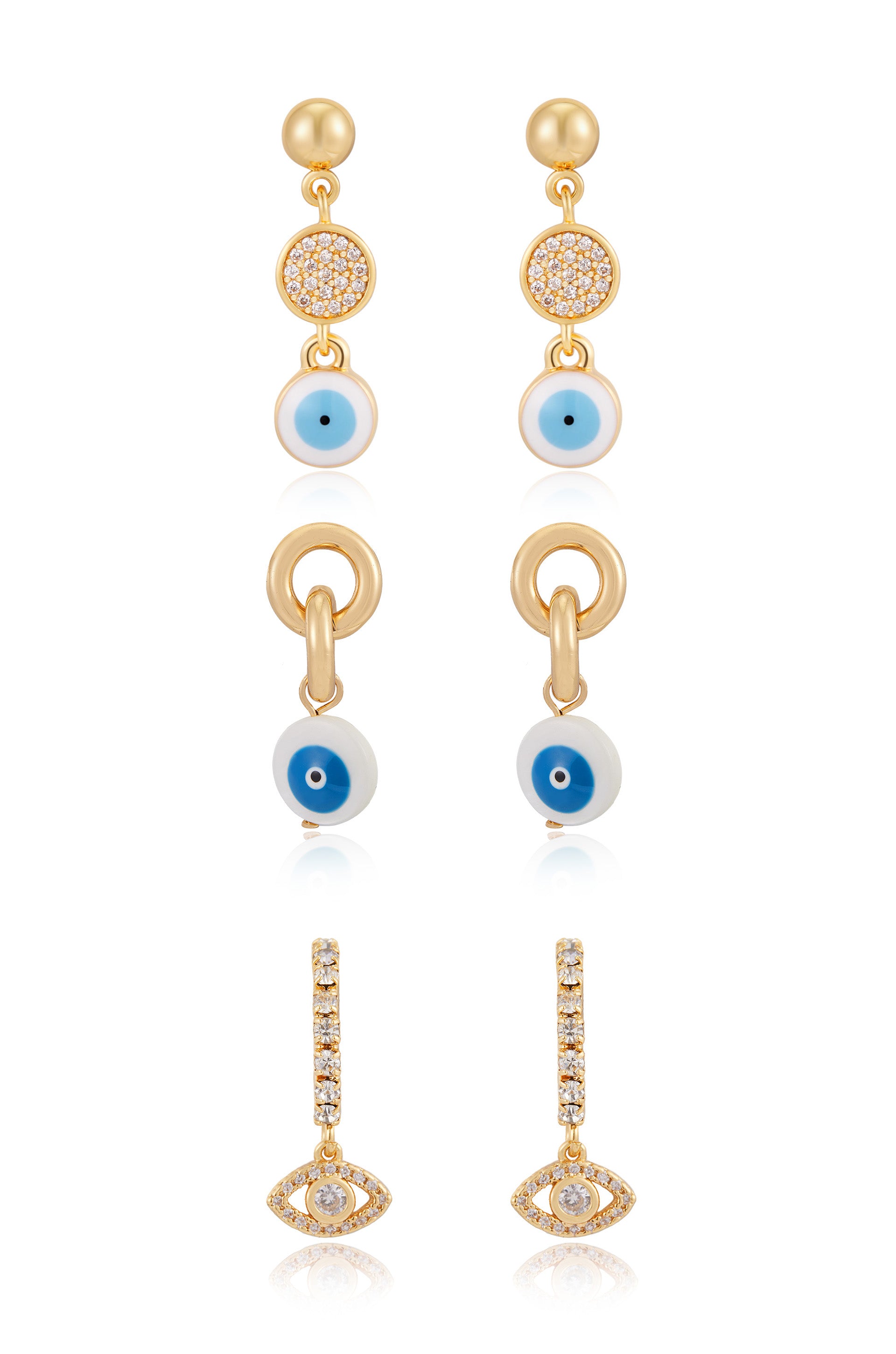 All Eyes on You 18k Gold Plated Earring Set front